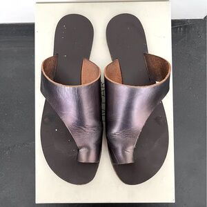 ATP Atelier All Tomorrow’s Parties Rosa Cutout Metallic Pewter Leather Sandal 38